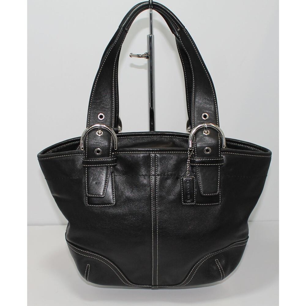 COACH Pair (2) Black Leather Vintage Replacement Soho Straps Handles #S55 - Picture 5 of 5